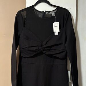 Love x design by Nordstrom Black Long Sleeve Dress with Knot Detail